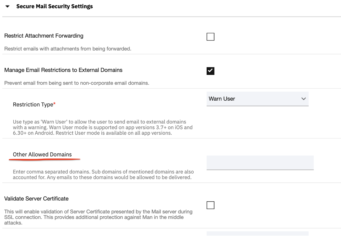 Manage Email Restrictions to External Domain Before
